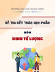 Đề thi kết thúc học phần Kinh tế lượng có lời giải
